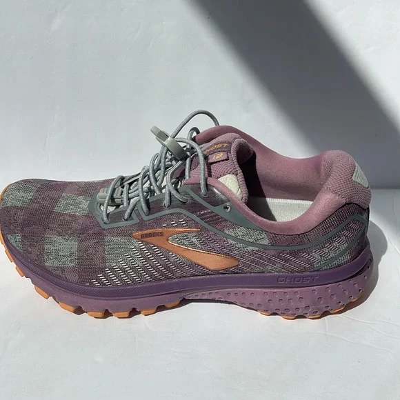 Brooks Women's Ghost 12 Purple Gray Plaid Sneakers 7 - Picture 8 of 11